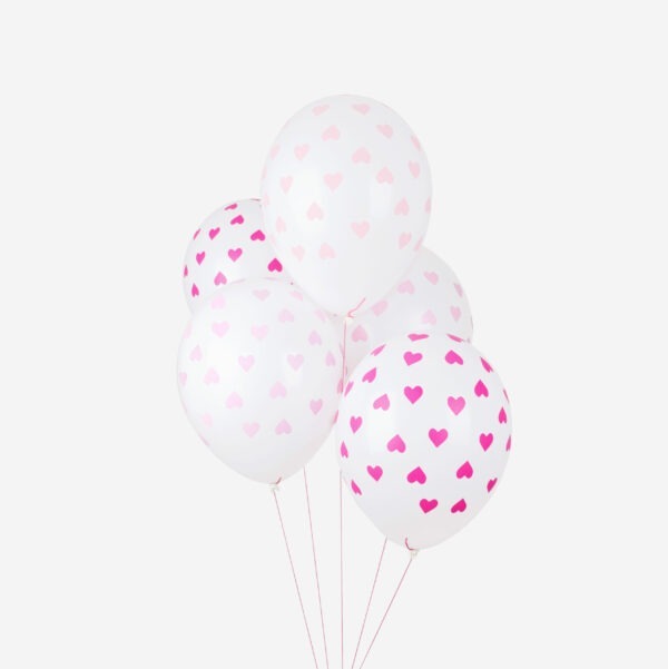 Ballonnen Pink hearts 5(st)