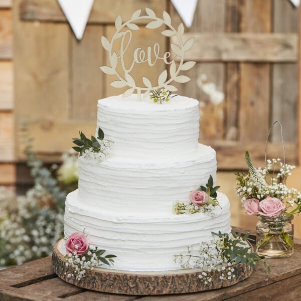 CW  Wooden Love Cake Topper scaled